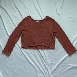 SO Women's Rust Textured Cropped Sweater